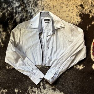 Zara Grey and White Striped Shirt